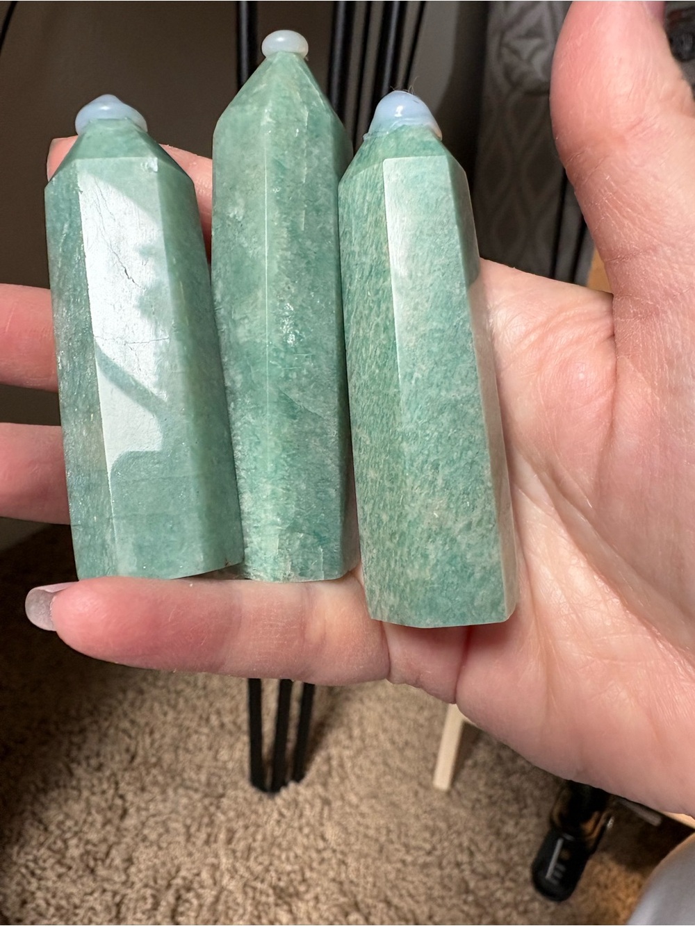 3 Amazonite Crystal Towers - Home Accents